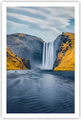 Produktbild von Poster - Poster ohne Rahmen - Wasserfall Berge Skogafoss - 61x91,5 cm - Wand Bild - Wanddeko - Wandbilder - Kunstposter - Wandposter - Bilder - Kunstdruck - Wanddekoration - Wandbild - P2XPA61x91-5180