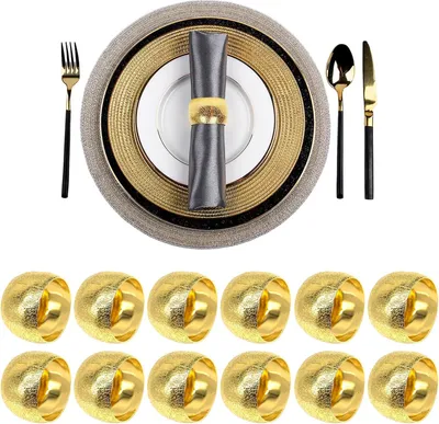 Produktbild von Goldene Serviettenringe - Elegante Tafeldekoration - Set von 12 - Hochwertiges Metall