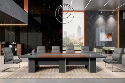 Immagine prodotto di Tavolo da riunione di design Grande tavolo da ufficio Grigio Elegante tavolo da conferenza