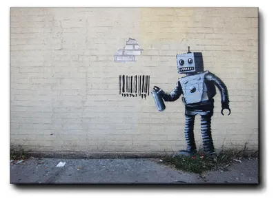 Produktbild von Banksy - Robot - 140L x 100B cm - Premium Loom Canvas mit hoher Dicke