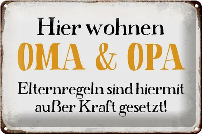 Produktbild von Blechschild Spruch 30x20cm hier wohnen Opa und Oma Retro