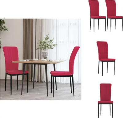 Productafbeelding van vidaXL Eetkamerstoelen, 2 stuks, wijnrood, fluweel - Eetkamerstoelen