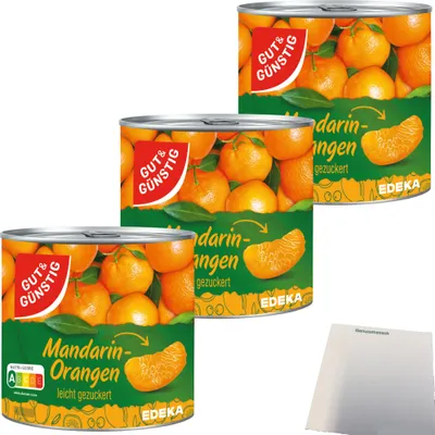Produktbild von Gut & Günstig Mandarin-Orangen Mandarinen in der Dose leicht gezuckert kernlos 3er Pack (3x312g Dose) + usy Block