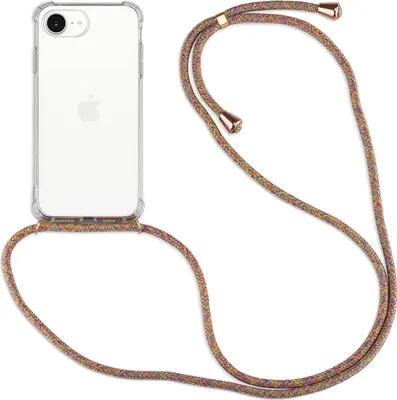 A clear product shot of a phone case with a lanyard attached, set against a white background.