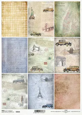 Immagine prodotto di ITD carta di riso per decoupage R2038 Mappa della città, architettura, luoghi famosi