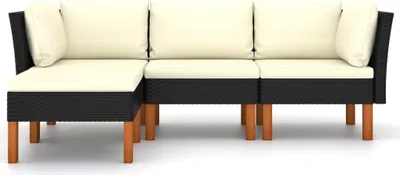 Produktbild von Eleganter Möbel 4-tlg. Garten-Lounge-Set mit Kissen Poly Rattan Schwarz - CJG411061 - Gartenlounge-Set, Gartenmöbelset, Sitzgruppe