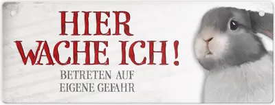 Produktbild von Betreten auf eigene Gefahr - Hier wache ich! Metallschild XL mit Hase Motiv