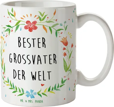 Produktbild von Mr. & Mrs. Panda Becher Grossvater - Geschenk, Kaffeetasse, Tasse, Kaffeebecher, Pott, Bedruckte