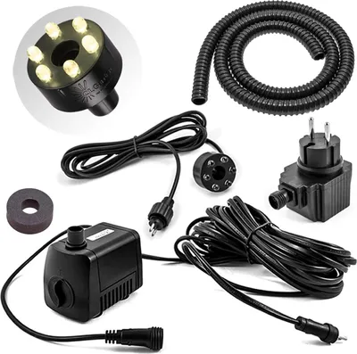 Produktbild von CLGarden Springbrunnenpumpe Set SP1-S mit warmweißer LED Beleuchtung für Springbrunnen Garten Wasserspiel Zierbrunnen Quellstein Pumpe außen 12V AC 500 l/h