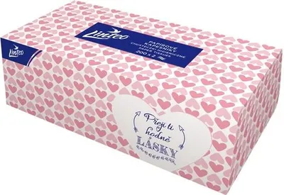 A box of paper tissues with a heart pattern.