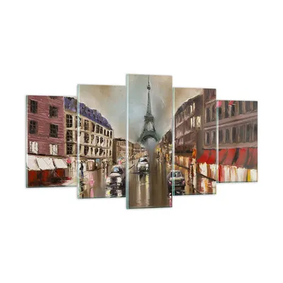 Produktbild von Bilder auf glas - Paris Turm Straße - 160x85cm - Glasbilder - Wandbilder - Kunstdruck - zum Aufhängen bereit - Wanddekoration aus Glas - Glas Bilder - Wandbild auf Glas - 5 Teile - GEA160x85-3431