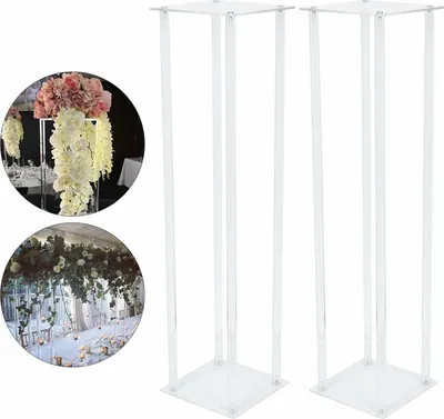 Obrázek produktu pro Stojan na květiny Akrylová sloupová kovová váza 2 ks Průhledná podlaha Display Rack Tabletop Decor