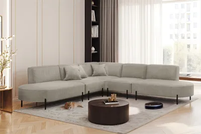 Produktbild von Ecksofa Designersofa VALENCIA in Stoff Noel Hellgrau Universal