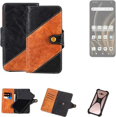 Produktbild von K-S-Trade Handyhülle Schutzhülle Bookstyle Case Wallet-Case kompatibel mit FreeYond F9S Handy Cover Bumper Klapphülle schwarz hellbraun 1x