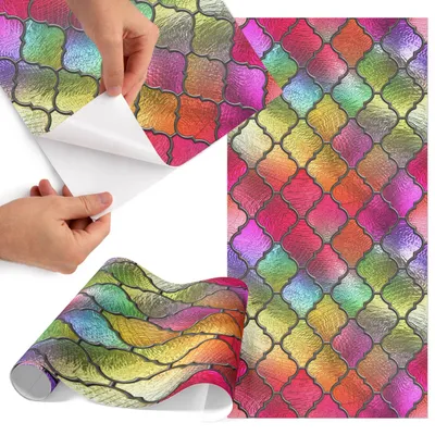 Zdjęcie produktu dla Folia do mebli 65 x 130 cm – folia samoprzylepna do mebli – folia samoprzylepna – folia do mebli – folia do mebli kuchennych – folia samoprzylepna do kuchni – folia do szafek – wodoodporna – zmywalna – samoprzylepna – bez pęcherzyków powietrza – usuwalna bez śladów – w kolorach tęczy
