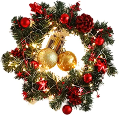 Produktbild von Künstlicher Weihnachtskranz für die Haustür, Kiefernkranz mit Beeren, Tannenzapfen und Blüten, für die festliche Dekoration von drinnen und draußen, Wand, Fenster oder Veranda.