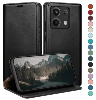 Produktbild von HUOUH für Xiaomi Redmi Note 13 Pro 5G Hülle mit RFID Schutzhülle aus Lederhülle Handyhülle,Kartenfach Leder ständer Handy hülle,360 Grad Schutz Cover für Note 13 Pro Klapphülle Wallet Case Schwarz