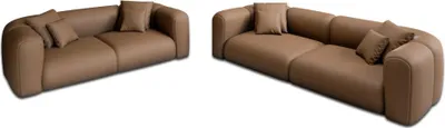 Produktbild von Kunstleder 3-2-Sitzer Sofa Set Belio Braun