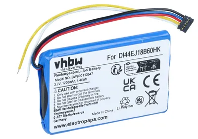 Produktbild von vhbw Akku Ersatz für Garmin 361-00035-15, 361-00035-06, DI44EJ18B60HK, DJ39EJ47D0094 für GPS Navigation Navi (1200 mAh, 3,7 V, Li-Polymer)