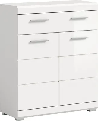 Image de Scout armoire de salle de bain 2 portes, 1 tiroir blanc brillant, blanc.