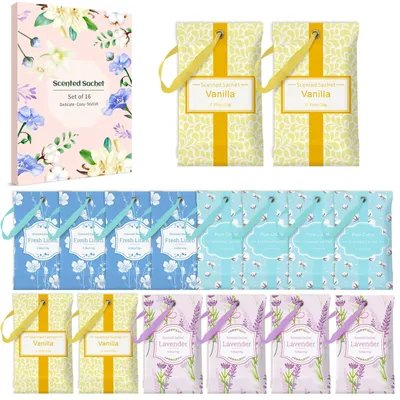 Duftbeutel 16er-Pack – 4 Düfte: Vanille, Lavendel, Leinen