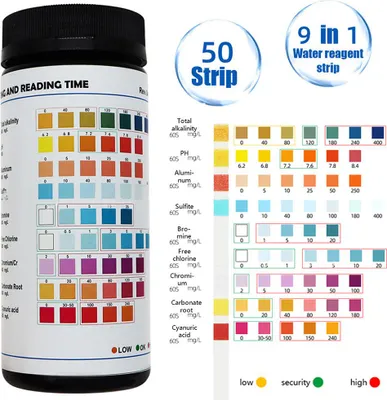 Produktbild von 9 in 1 Wasserteststreifen Wasserqualität Tester Wasserhärte Teststreifen