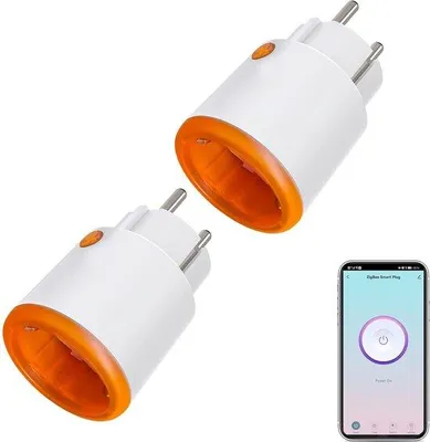 Image de Prise Zigbee automatisée avec fonction de programmation - 16 A - Lot de 2 - Compatible avec Alexa et Google Home - Fonction de notification push