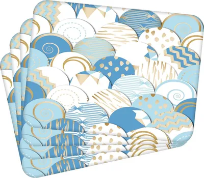 Obrázek produktu pro Sada 4 kusů prostírání 40x30 cm Šupiny mořské panny 1 prostírání Omyvatelné - žáruvzdorný korkový podklad odolává teplotám do 100 °C