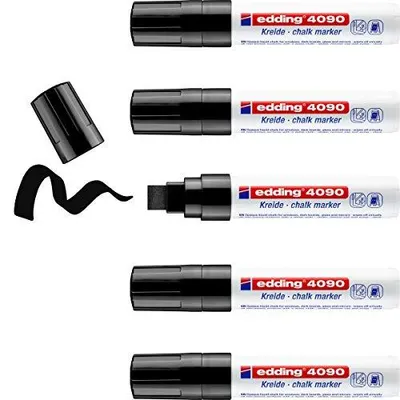 Productafbeelding van Krijtmarker edding 4090, 4-15 mm, zwart, verpakking met 5 stuks