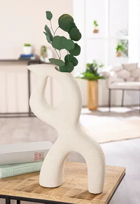 Produktbild von Gilde Deko-Vase, Florenz, Keramik, hellgrau, VE 2 Höhe: 40.00 cm Breite: 28.00 cm Tiefe: 10.00cm 57499