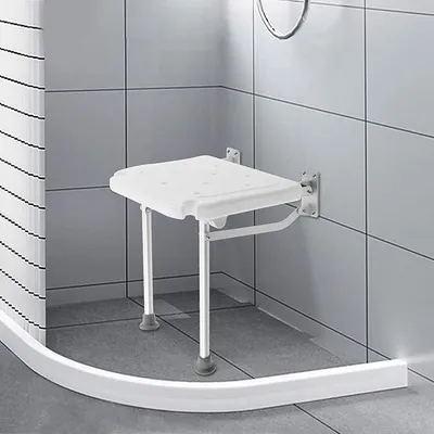 Image de Siège de douche mural, 40 x 32 cm, pliable à 90°, en alliage d'aluminium, pour personnes âgées, femmes enceintes, capacité maximale : 100 kg