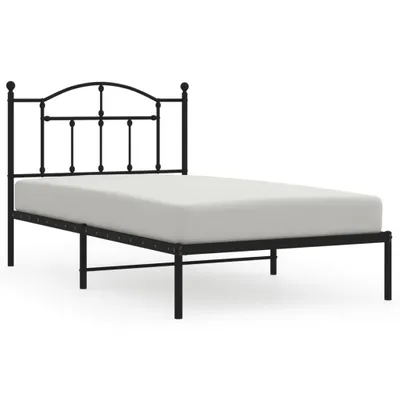 Image de vidaXL Cadre de lit avec tête de lit en métal noir 100x190 cm