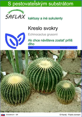 Obrázok produktu pre SAFLAX - kreslo svokry - Echinocactus grusonii - 40 Semená - S pestovateľským substrátom bez klíčkov