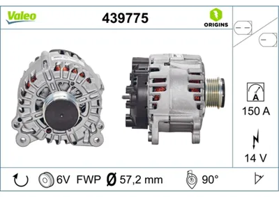 Produktbild von Lichtmaschine Generator 14 V 150 A Ø 57 mm VALEO für u.a. AUDI A4