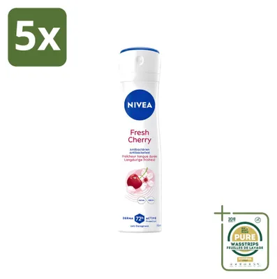 Produktbild von 5 x Nivea Anti-Transpirant Deodorant Fresh Cherry 150 ml - Vorratspackung - 5 Stücke