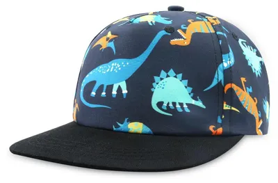 Produktbild von Kinder Baseballmütze mit Cartoon-Muster für Mädchen und Jungen, Schwarz-Orange-Dinosaurier, 2-4 Jahre