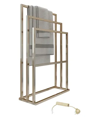 Zdjęcie produktu dla Stojak na ręcznik łazienkowy elektryczny 174W 97x55 cm energooszczędny złoty stal nierdzewna