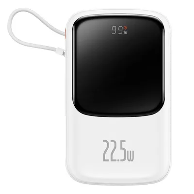 Produktbild von Baseus PPQD060102, 10000 mAh, Lithium Polymer (LiPo), Power Delivery, Quick Charge, 3,7 V, 22,5 W, Weiß