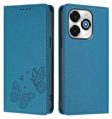 Image de Étui en cuir pour Umidigi G100X, motif papillon, étui à rabat avec porte-appareil, bleu