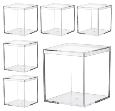 6er-Set Acrylboxen transparent mit Deckel 7,5 cm