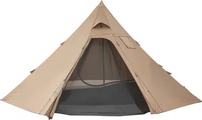 Produktbild von 4-Personen-Campingzelt, Tipi-Zelt mit Ofenanschluss, Innenzelt, tragbare Wintercampingzelte, wasserdicht & Schneefang, 4-Jahreszeiten-Schutzzelte für Angeln & Rucksackreisen