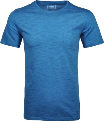 Ragman T-Shirt Rundhals mit Brusttasche in blau