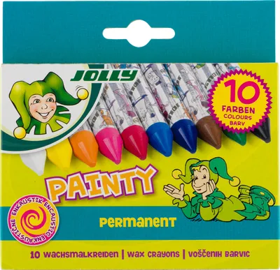 Produktbild von JOLLY Painty Wachsmalkreiden gewickelt, 10er-Kartonetui