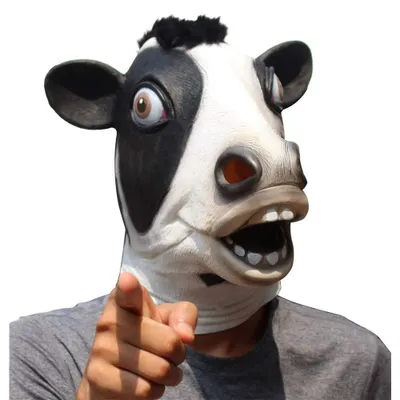 Kuhmaske aus Latex, realistische Vollkopfmaske für Halloween & Karneval