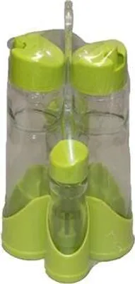 Produktbild von Menage Set 5tlg Essig Öl Salz Pfeffer Gewürzset Spender Kunstoff Glas Grün