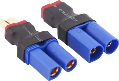 Zdjęcie produktu dla Zestaw 4 adapterów EC5 na T-Plug Deans Style | Kompatybilny z akumulatorem DJI Tello, helikopterem RC, kablem ISO Pioneer | Do modelarstwa, niebieski,