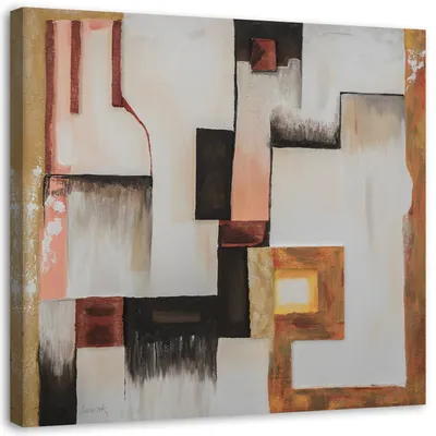 Produktbild von Leinwandbild abstrakte zonen 60x60 cm Feeby braun wandbild bereit zum aufhängen