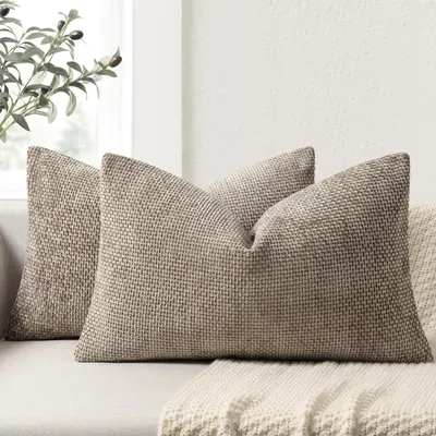 Immagine prodotto di Coperte per cuscini 30x50 cm, tessuto in chenille, colore kaki, set da 2