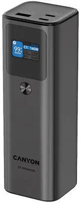 Obrázek produktu pro CANYON powerbanka PB-2010, 27000mAh, 2x USB-C 140W PD3.1, 1x USB-A QC 3.0, display, tmavě šedá