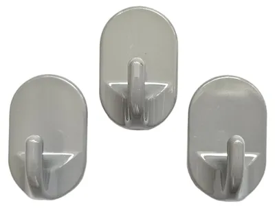 Produktbild von Wenko Ovaler Klebehaken, selbstklebend, in Grau, mittlere Größe, 3er-Set